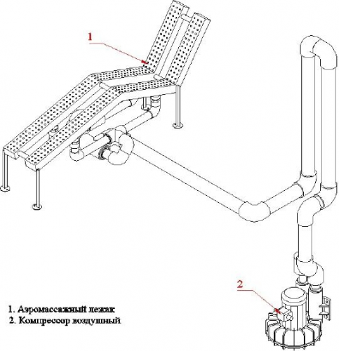 Сиденье аэромассажное под плитку Аквасектор раздельное (AISI 316)